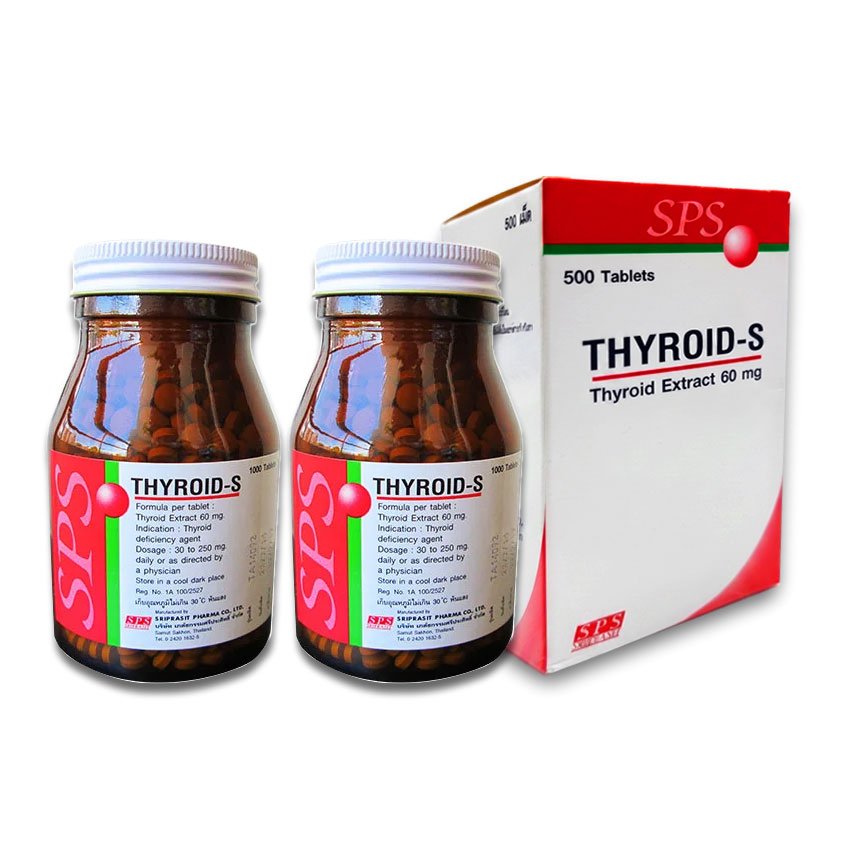 2 Bottles Thyroid-S 60 mg Natural Desiccated Thyroid (NDT) 500 Tablets
